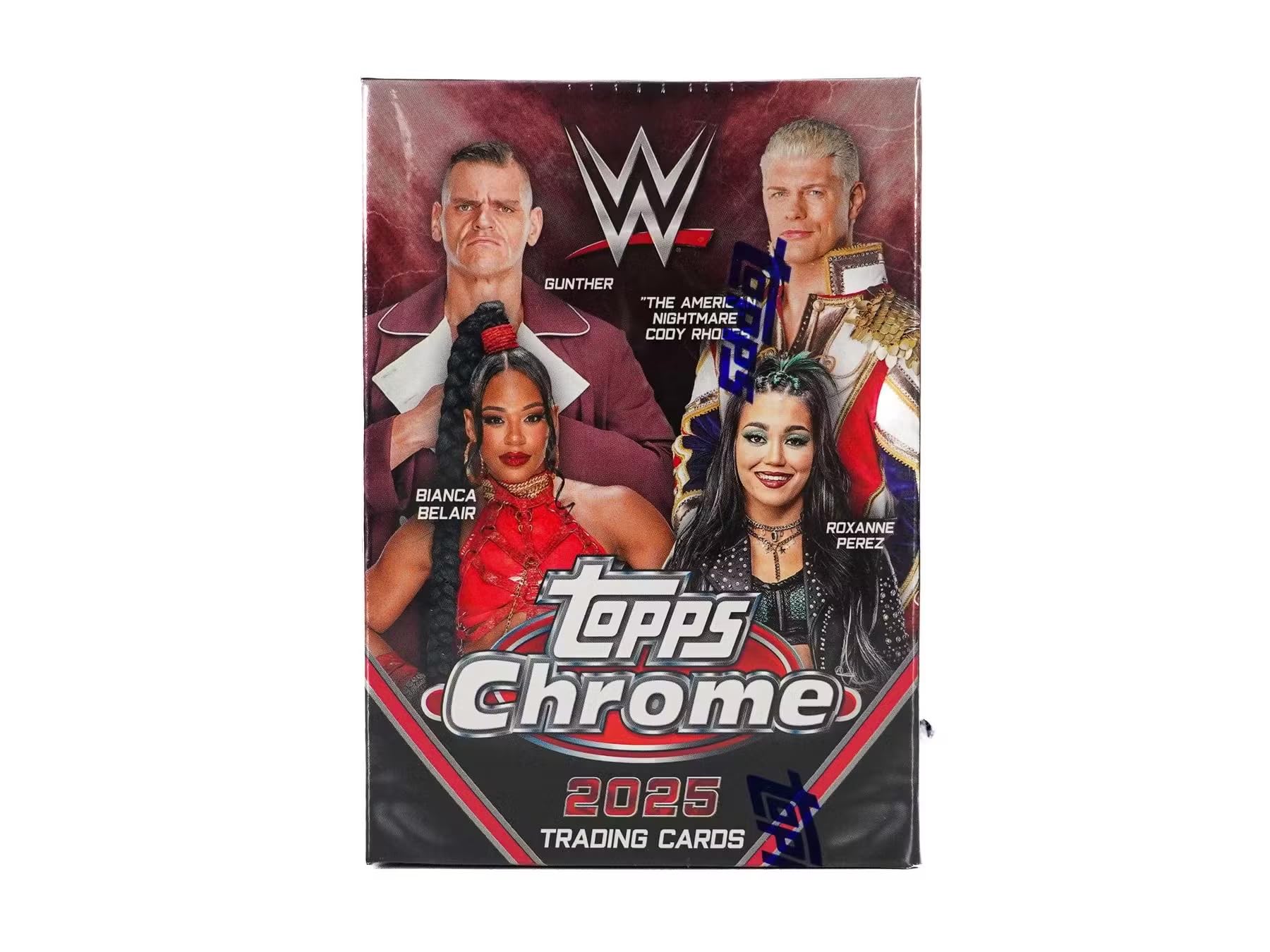 

2025 Topps Chrome WWE Wrestling Бластер Бокс с карточками для трейдинга 7 пакетов белый
