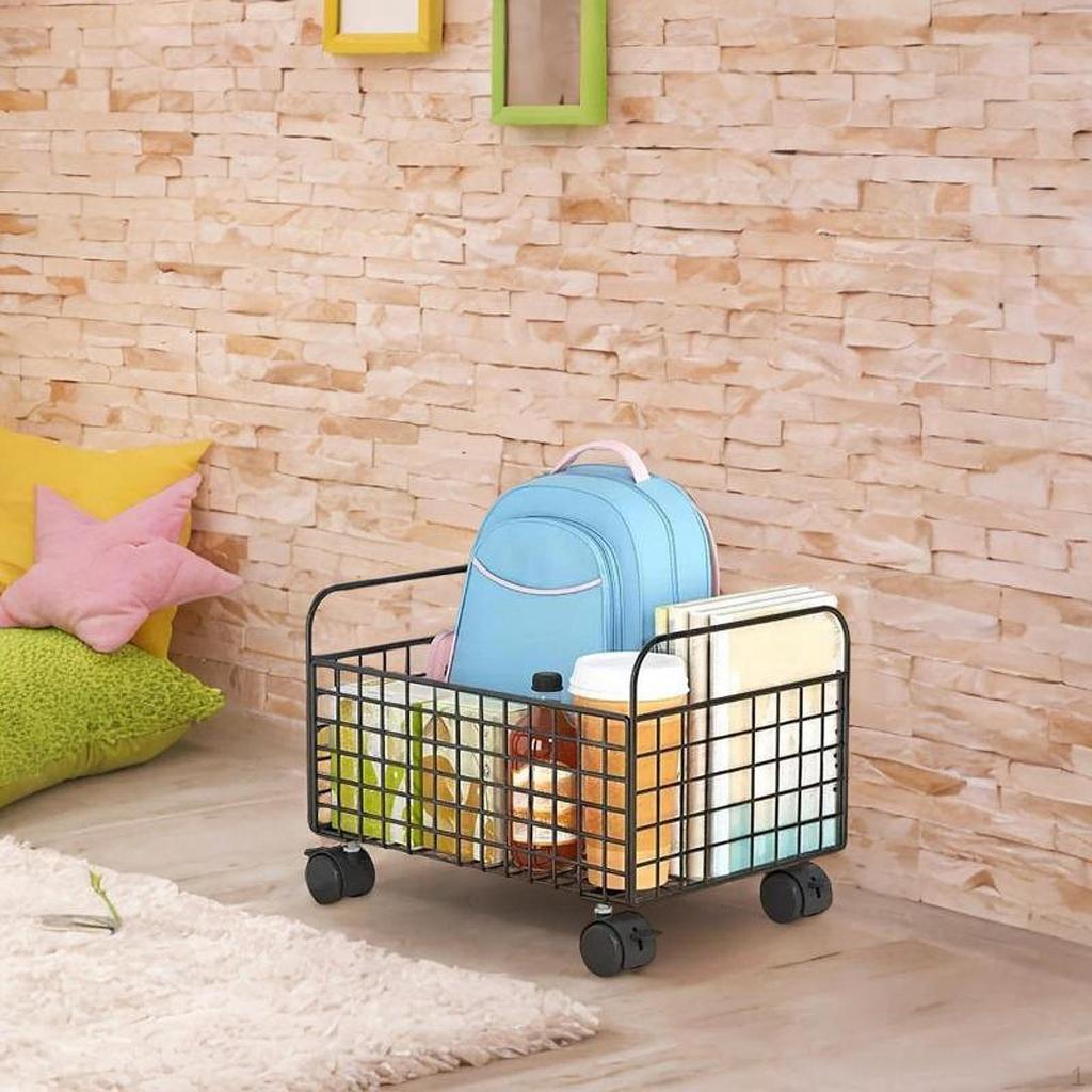 Book Carriage Storage Box to Roll under Desk Dormitory Box, Mobile Library Tray,