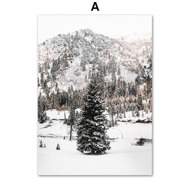 

Зимние горные дома, снежная лошадь, енот, настенная живопись на холсте, постеры на скандинавскую тему и принты, настенные панно для декора гостиной 21cm×30cm NoFrame