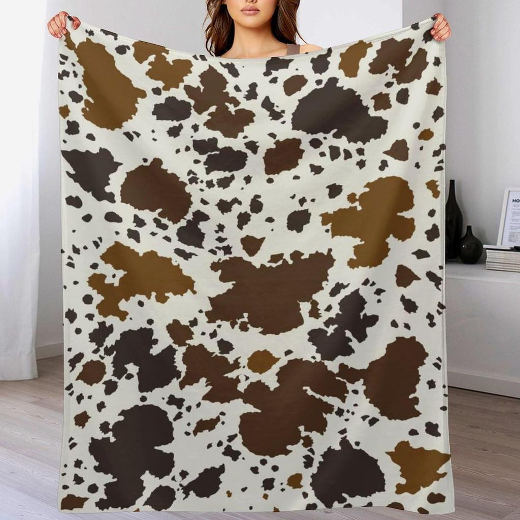 Cow Skin Texture Series Digital-printed Polyester Bedroom Velvet Flannel Cover Blanket Fleece Soft Sofa Cover Blankets for Beds