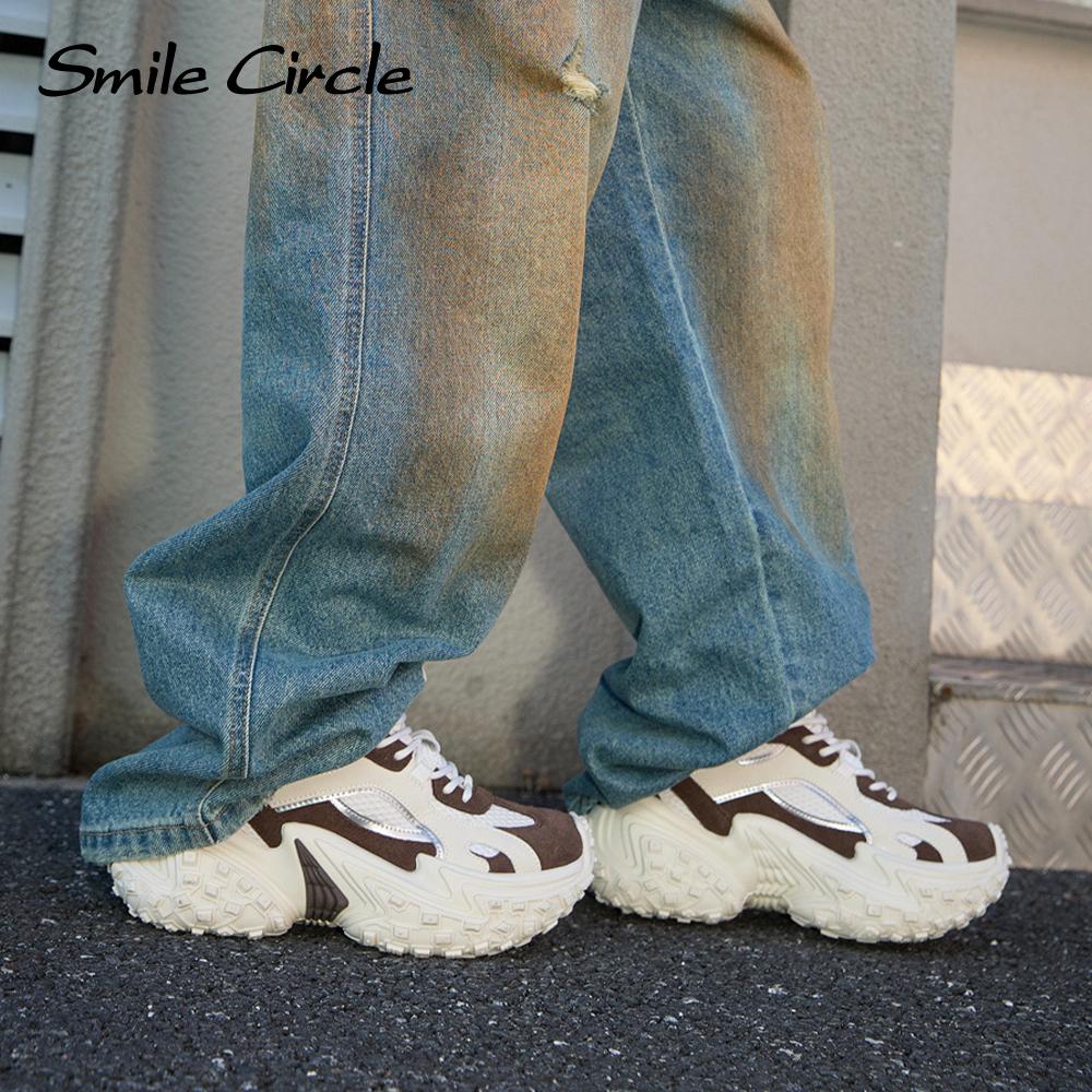 Fashion Women Sneakers Round Toe Lace Up Trainers Comfortable Casual Thick Bottom Shoes