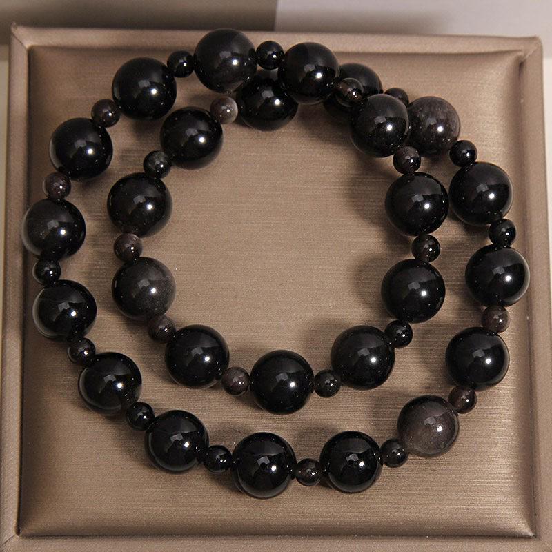Original Design Gold Obsidian Double Layer Bracelet for Men & Women - Luxurious High-End Feel, Stackable Couple Bracelets