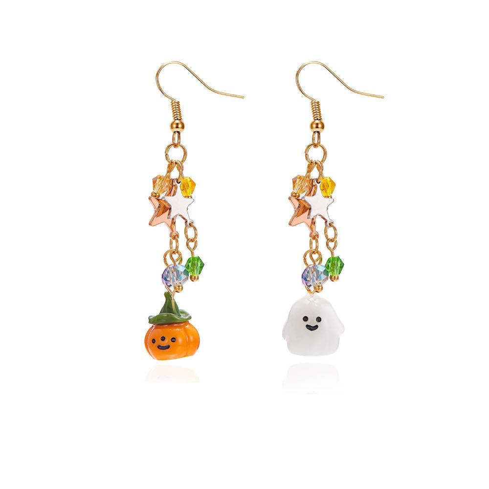 Rhinestone Halloween Earrings Ghost Spider Dangle Earrings Pumpkin Ear Studs  All Saints' Day