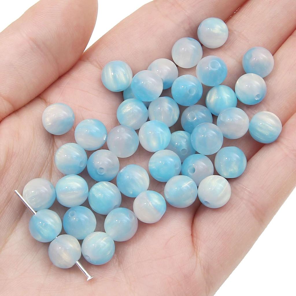 Perles en Résine 8mm/10mm/12mm Ciel Étoilé Coloré Perles Espacement Rondes Libres Pour Collier Bracelet Boucle d'Oreille Porte-clés Fabrication de Bijoux DIY Accessoires