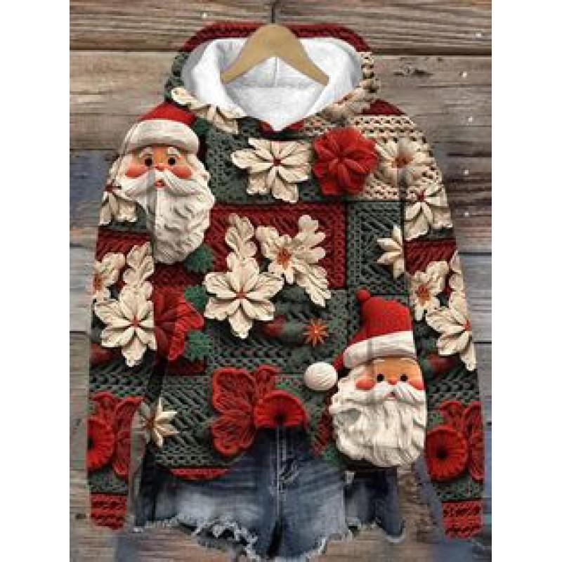 Womens Oversized Crewneck Sweatshirt With 3D Dog Print Christmas Collection