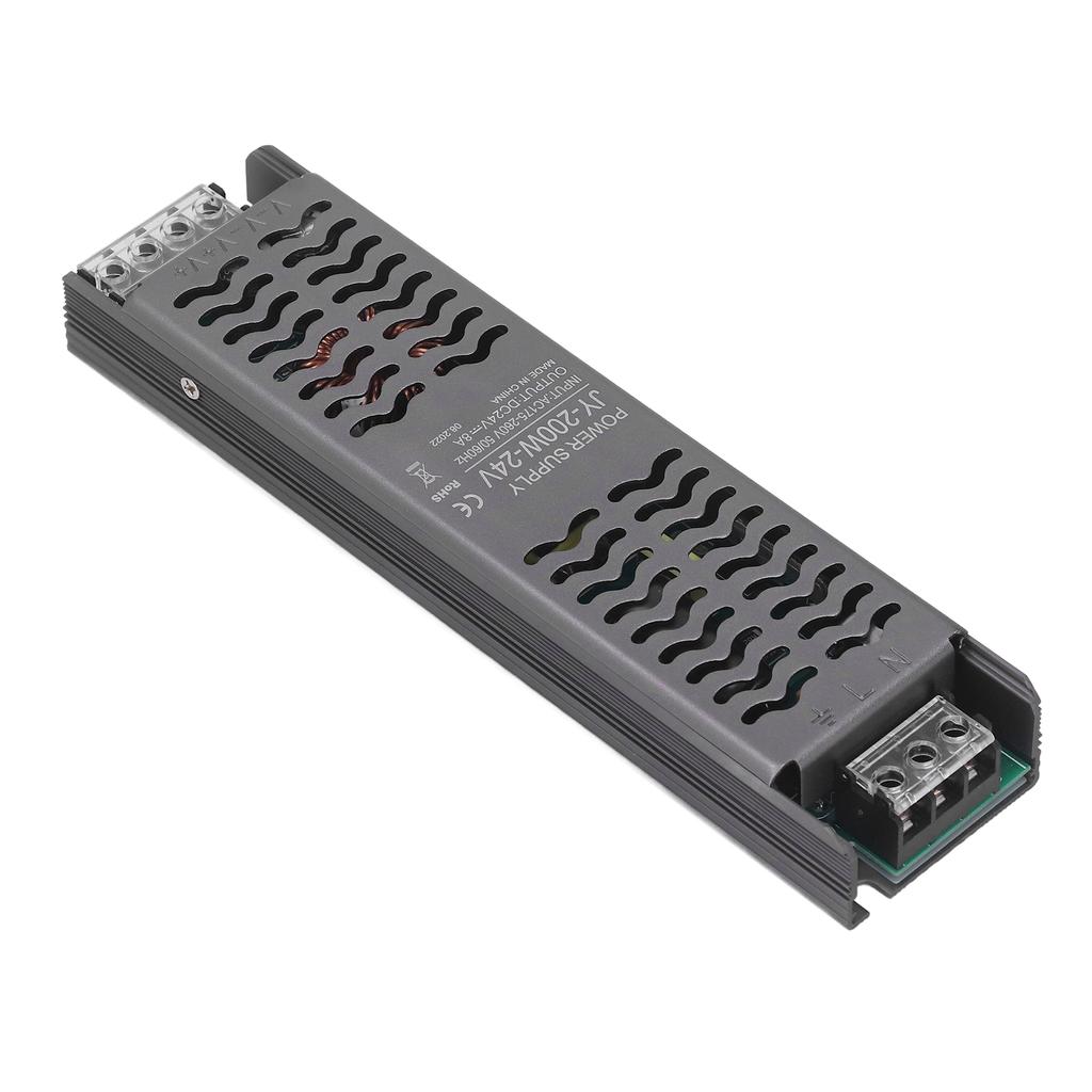 LED-Treiber 200W AC 175?260 V bis 24 V DC Niederspannungs-LED-Treiber-Netzteil mit Kühlkörper