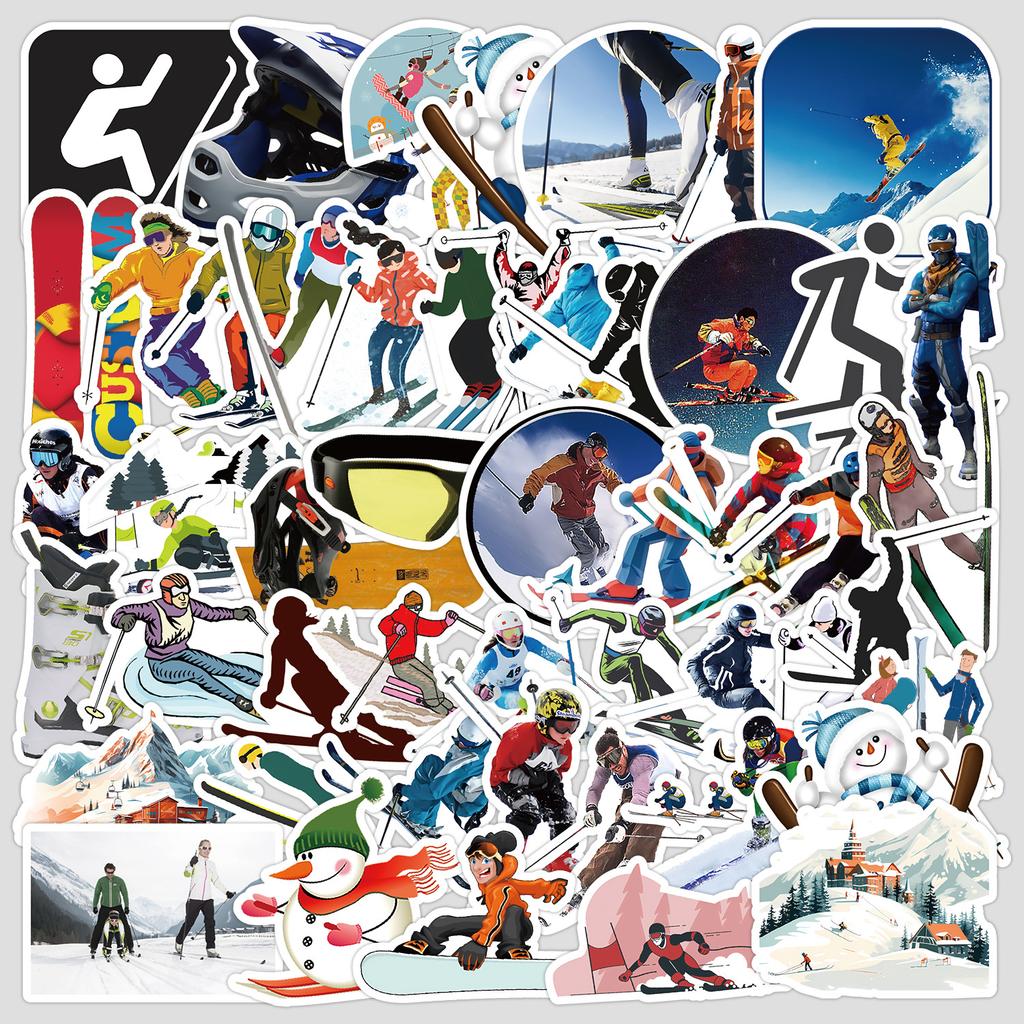 50 Adesivi Graffiti Sport Invernali Sci, Tazza Acqua, Cellulare Impermeabili Decorativi, Adesivi Sci Creativi Fai da Te per Bambini