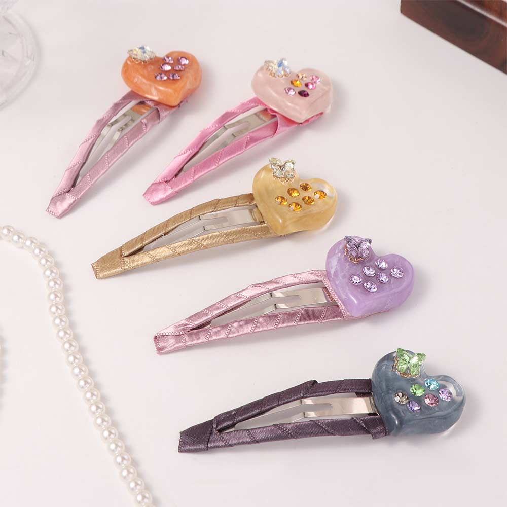 Butterfly Acetate Hairpin Bangs Clip Heart Hair Clip Sweet Rhinestones Hairpin  Kids