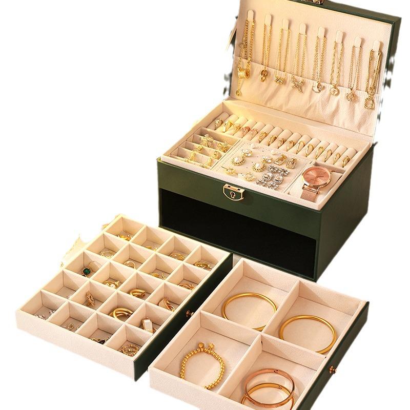 Exquisite Large-Capacity Jewelry Storage Box for Necklaces, Earrings, Bracelets, and Rings.