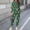 Sets For Women 2 Piece Round Neck Long Sleeve Shirts Printed Sweatpants Pocket Sets