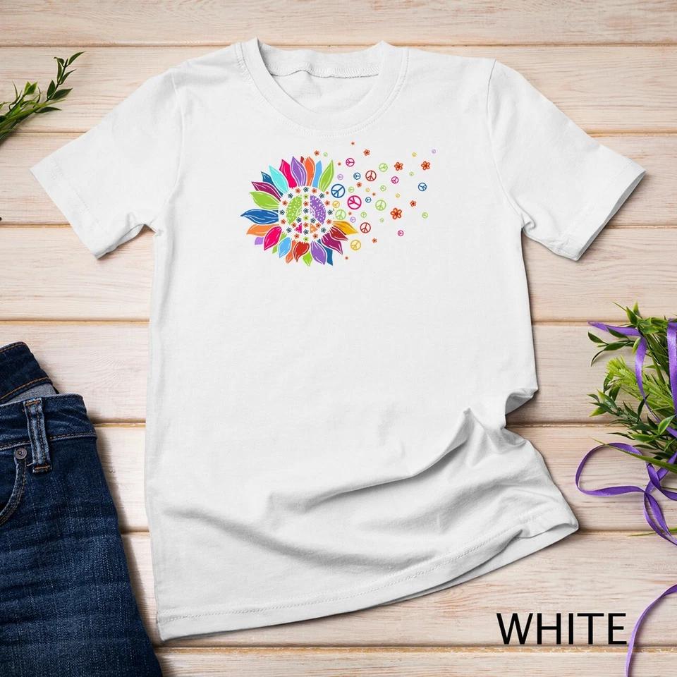 Hippie Soul Peace Sign Costume Funny Daisy Flower Lovers Unisex T-shirt 9 S
