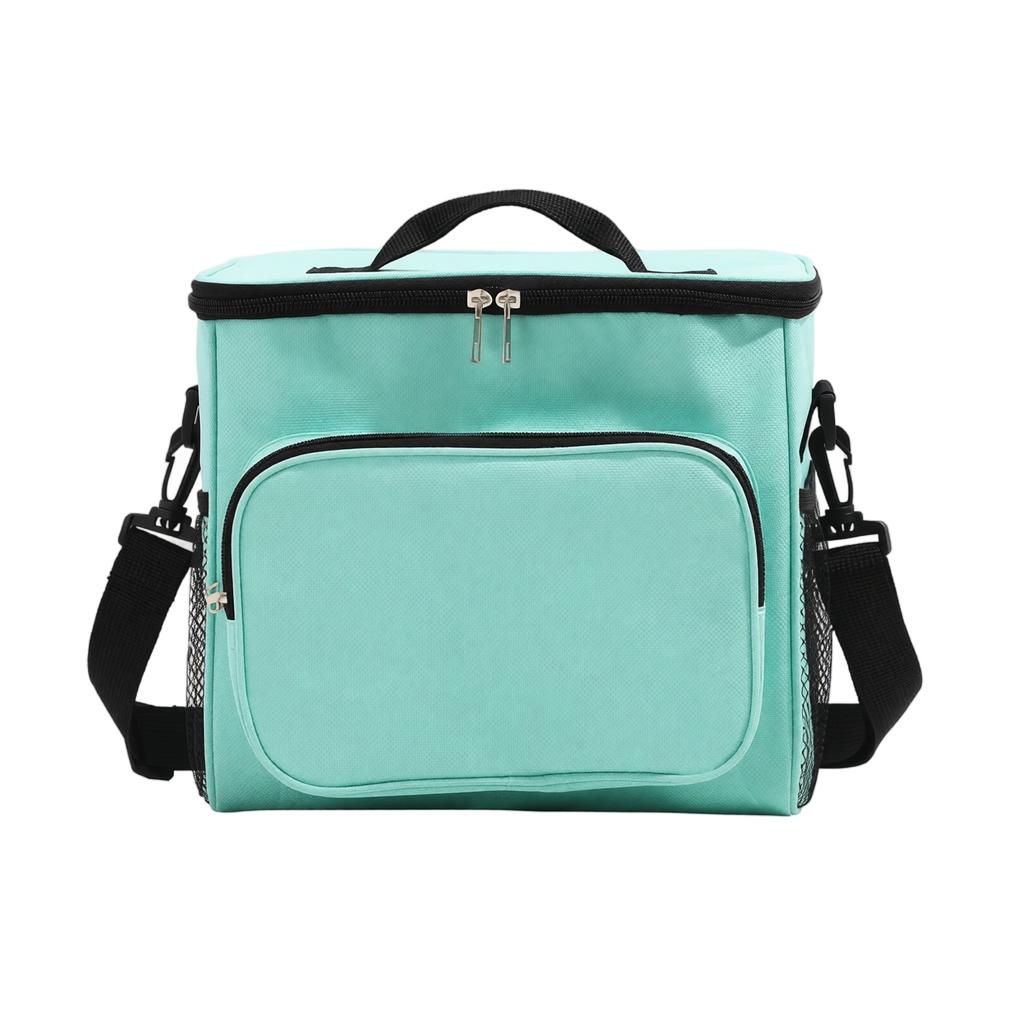 Portable Picnic Cooler Bag with Two-Layer Aluminum Foil Insulation Oxford Cloth Material Adjustable Shoulder Strap and Front Zipper Pocket