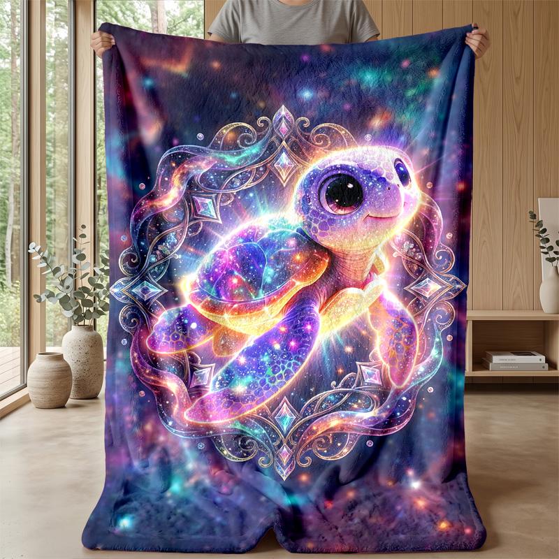 Fantasy Sea Turtle Journey Theme Blanket Lightweight Warm Flannel Blanket Decorative Throw Blanket for Home Decoration