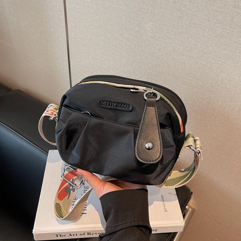 Trendy Multicolor Crossbody Bag Widen Belt Rectangle Single-Shoulder Bag Lightweight Oxford Cloth Tote Bag Daily Casual