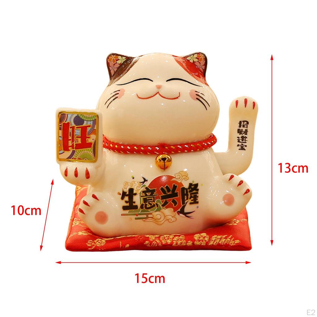 Chinese Cat Ornaments Animal Figurine Ceramic Waving Craft Sculpture Statue for Garden Indoor