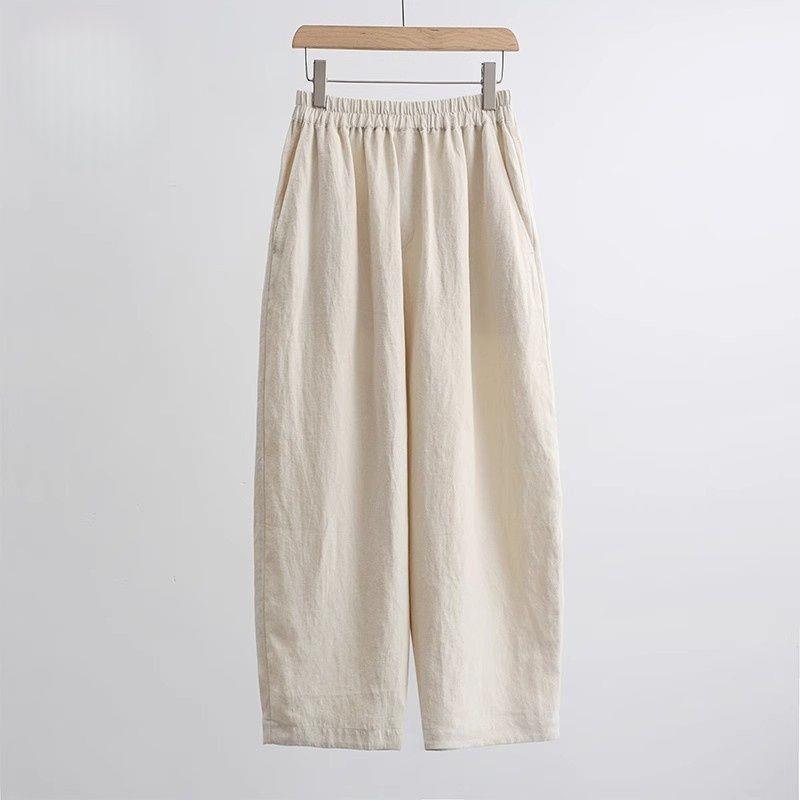 Spring 2026 Women s Loose Slimming Linen Cropped Pants - Cocoon Shape, Wide Leg Casual Design S (recommended 80-100 jin)
