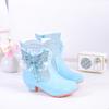 Girls Princess Boots High Heel Bowknot Plush Warm Children's Mid-calf Boots