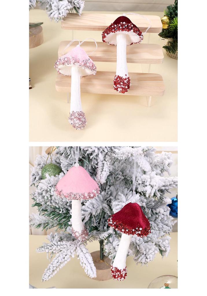 Christmas Mushroom Pendant Desktop Decoration Ornament for Tree Hanging