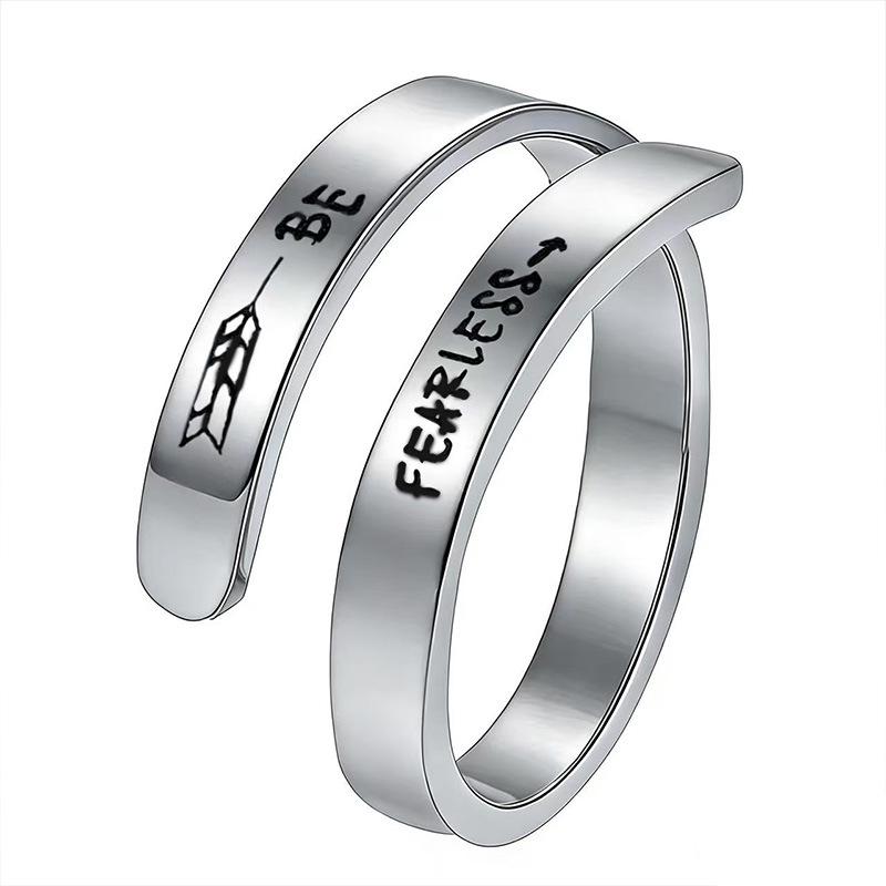 Retro Open Stainless Steel 'I Am Enough' Double Layer Ring for Women