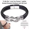 To My Son Love You Forever Leather Braided Bracelet Wristband with Card