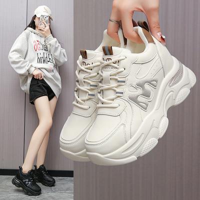 Inner Height Increase Dad Shoes Women's 2025 New Versatile Small Man Thick Sole Comfortable Breathable Casual Sports Little White Shoes