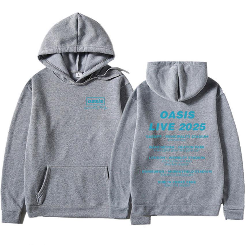 Zpěvák O-Oasis Live 25 Tour Potisk Mikina Pánská Mikiny s Dlouhým Rukávem Unisex Fleecová Volná Pulovr Y2k Oblečení
