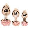 Metal Anal Plug with Rose Flower Base, Stainless Steel Butt Plug for Beginners, Petite Rose Butt Jewelry Adult Sex Toy