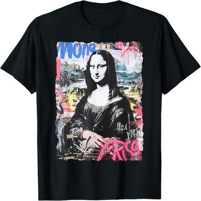 Abstrakte Graffiti-Kunst Leonardo Da Vinci Kunst Mona Lisa T-Shirt(15)