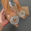 New Rhinestone Stiletto Transparent Crystal High Heel Sandals Women Summer Shoes