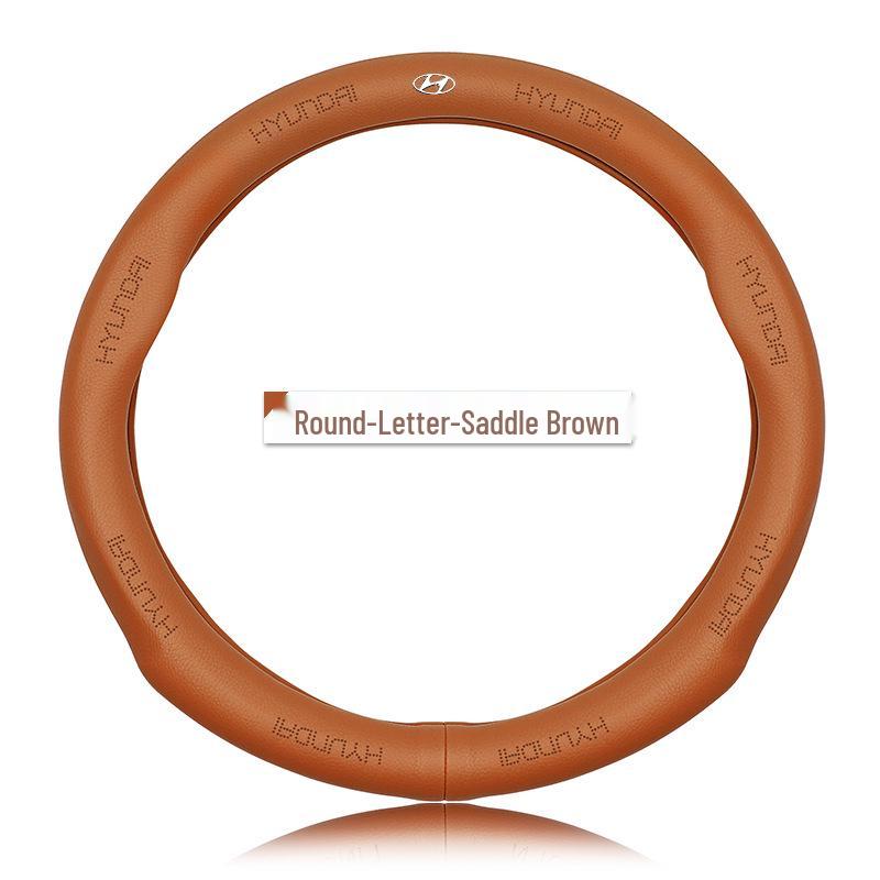 Premium Genuine Leather Steering Wheel Cover for Modern Cars: Mistra, Tucson, Santa Fe, Reina, IX35, IX25, Elantra, Langdong