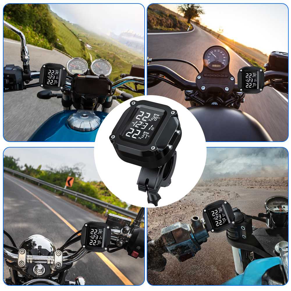 Extractme Wireless TPMS Motorcycle Tyre Temperature Alarm Sensor USB Charging LCD Display Tire Pressure Monitoring System