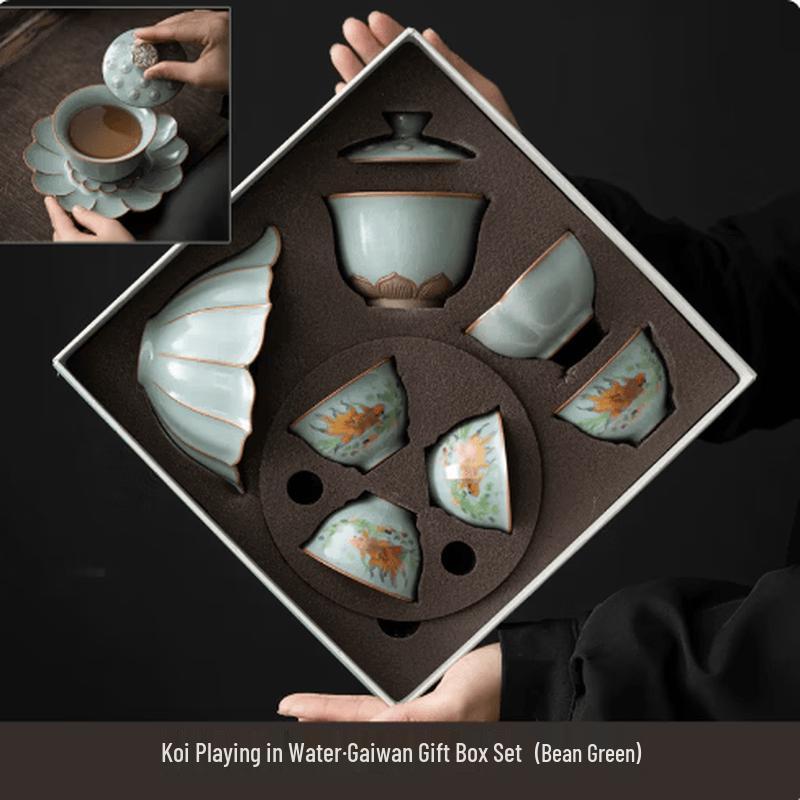 Чайный набор Ледяная трещина с карпами Кои Кунг-фу от Jiebangda