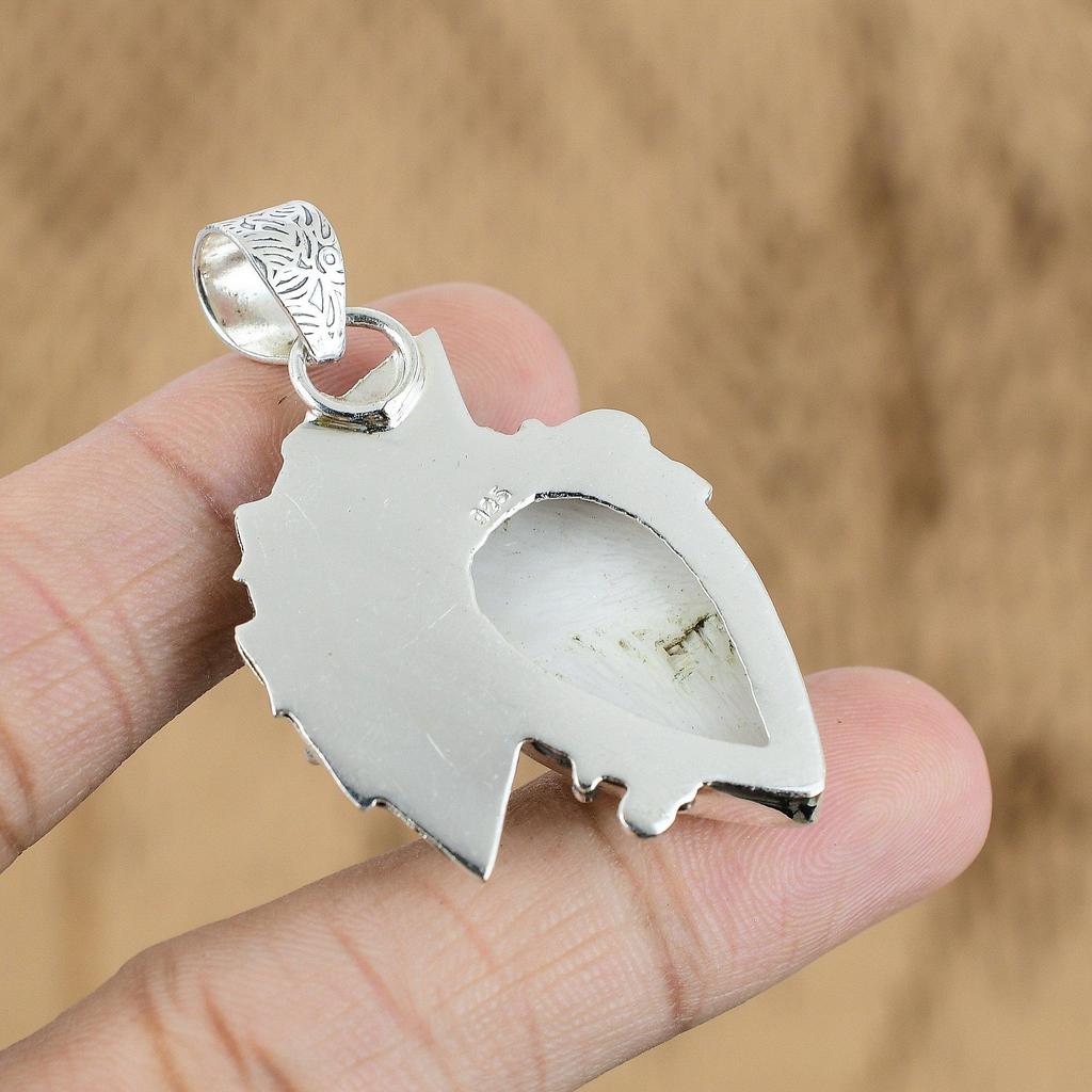 Gift For Women Jewelry Pendant 925 Sterling Silver Natural Scolecite Gemstone