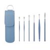 Earspoon Six-piece Ear-picking Tool Carbon Steel Ear-picking Spoon Leather Bag Ear-cleaning Spoon Easy to Carry at Home