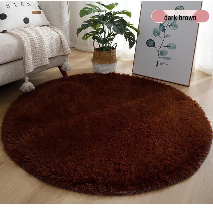Silk Wool Plush Round Rug - Yoga Mat, Bedside Carpet, Hanging Chair Cushion, Cloakroom Foot Pad