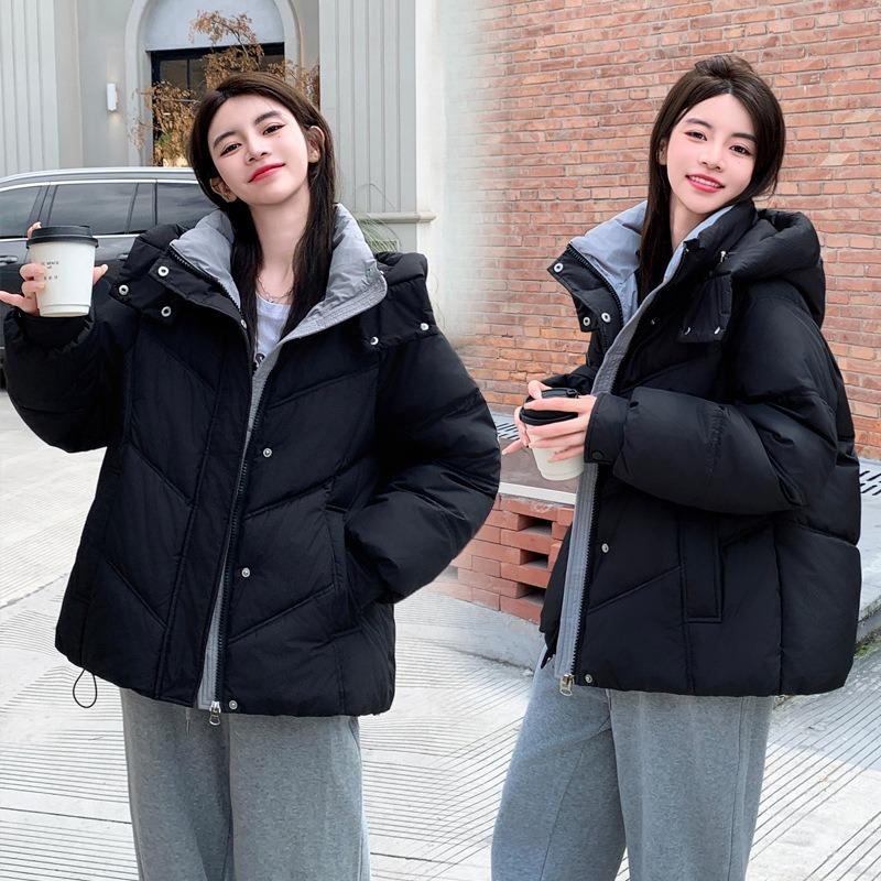 Down Cotton Jacket Women's Short Winter New Small Hooded Down Cotton Bread Jacket