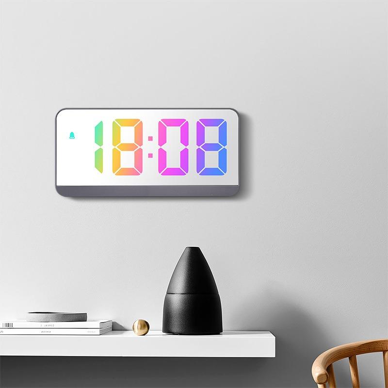 Led Digital Intelligent Electronic Clock Kitchen Timer Bedroom Bedside Alarm Fashion Dazzling Color Transparent Screen