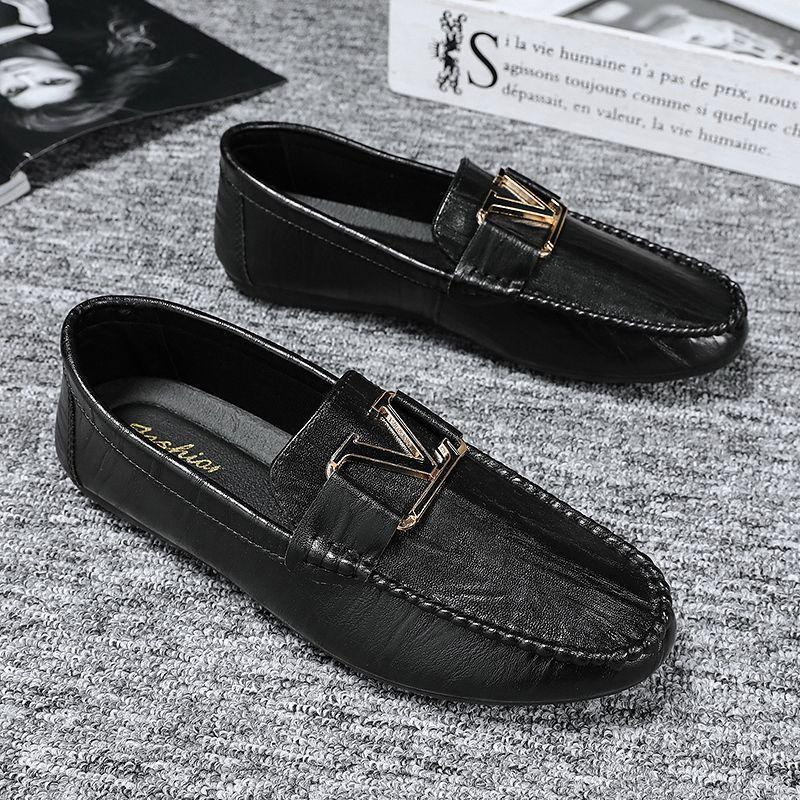 Doudou boty pánský jarní trend malé kožené boty pánské ležérní boty britské nazouvací líné trendy boty univerzální