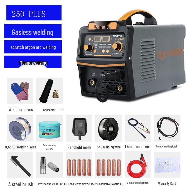Dual-use, No-gas MIG/Stick Welder, 220V Household, Compact, Multi-functional, Gas-shielded
