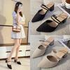 Pointed Head, Medium Heel, Thick Heel, Cool Slippers, Half-drag Sandals for Women's Summer New Breathable Cloth, and Outer Wear.