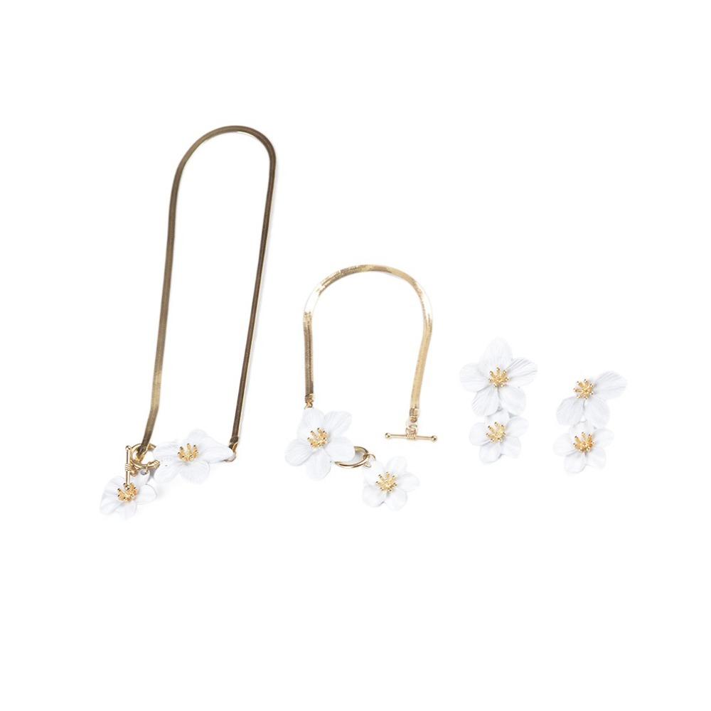 Metal Flower Jewelry Set OT Buckle Pendant Jewelry Suit Elegant Flower Necklace Earrings Set  Party