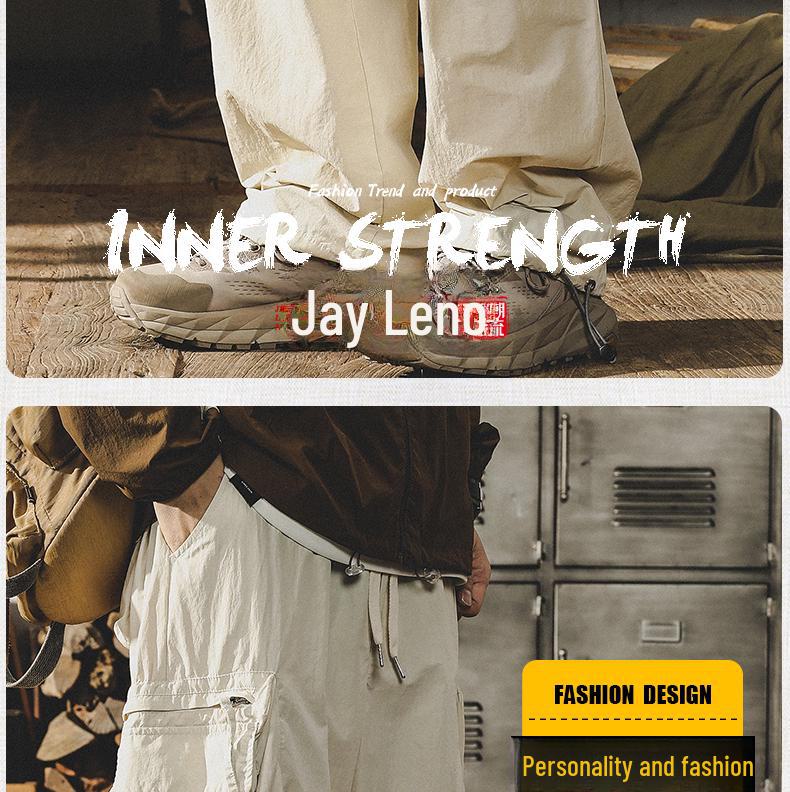 Męskie luźne spodnie spadochronowe szybkoschnące na lato