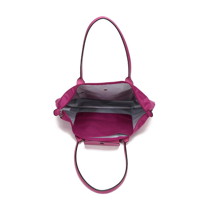 Longchamp Le Pliage Club Fabric Long Handle Snap Closure Nylon Crossbody Tote Bag Small Women Bags Purple Red 1899619P40
