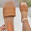 Sweet Fashion Slippers Woman Slides Beach Flat Low Heels Shoes for Women Solid Leather Platform Summer Shoes Plus Size