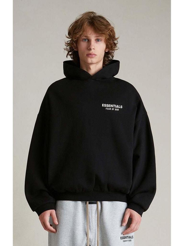 Trendy "ESSENTIALS" Printed Hooded Sweatshirt 25SS 24FW