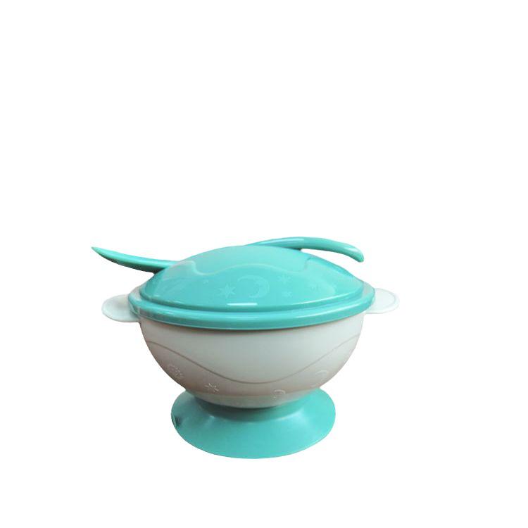 PP Material Baby Tableware Set: Non-Spill Suction Bowl with Temperature-Sensitive Spoon