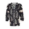 Women's Shirt Button Casual Easter Print Fashion Round Neck Drop Shoulder Seven Sleeve Shirt Top