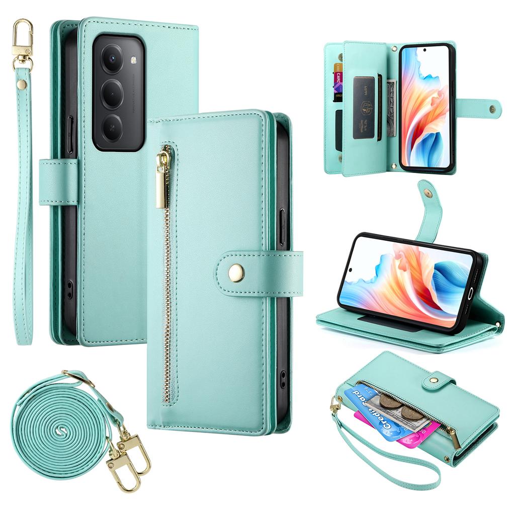 For Xiaomi Redmi 15 5G (Global) (169mm) Case Zipper Pocket Wallet Leather Phone Cover with Straps