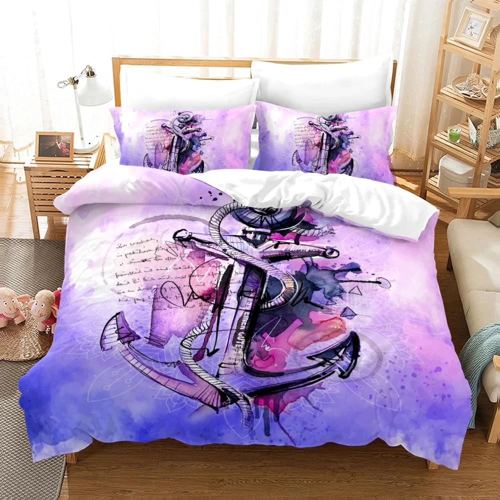 Marine Anchor Pattern Duvet Cover Set Fashion Bedding Set Ultra Soft Quilt Cover and Pillowcases for Boys Teens Boys Bedroom Man