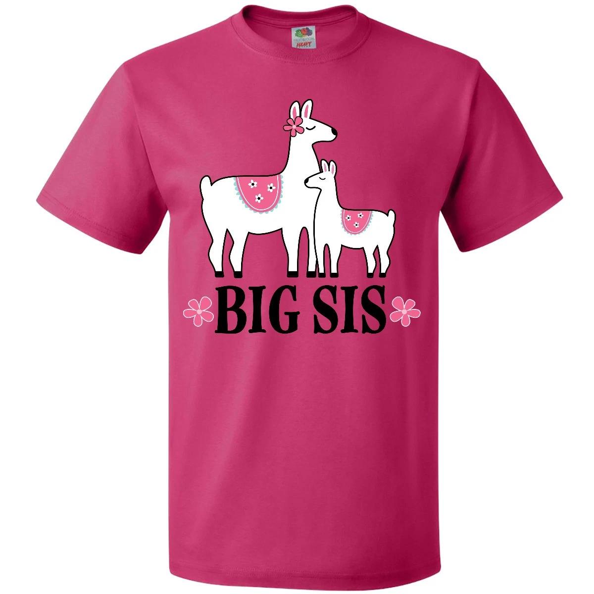 Inktastic Big Sis Girls Llama Sister T-Shirt Childs Reveal Cute Clothing Animals 140